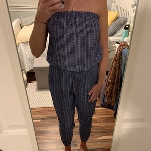 Blue and White patterned Jumpsuit